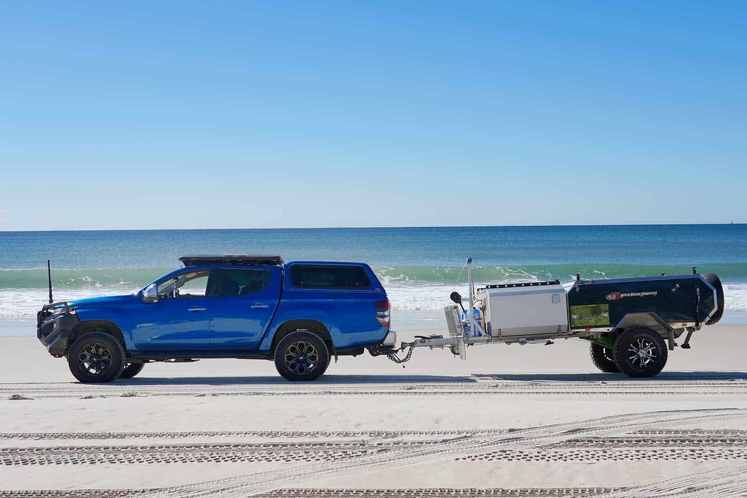well loaded trailer on the beach